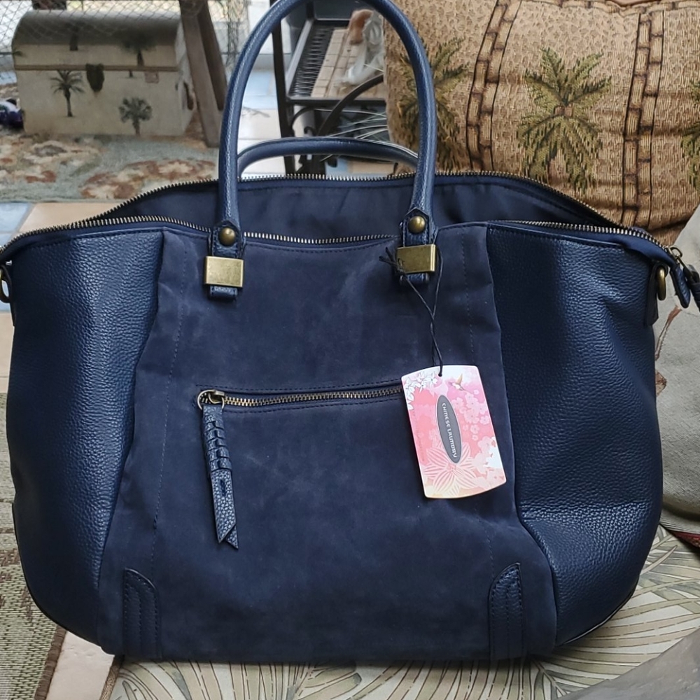 Chinese laundry Erica suede large satchel NWT